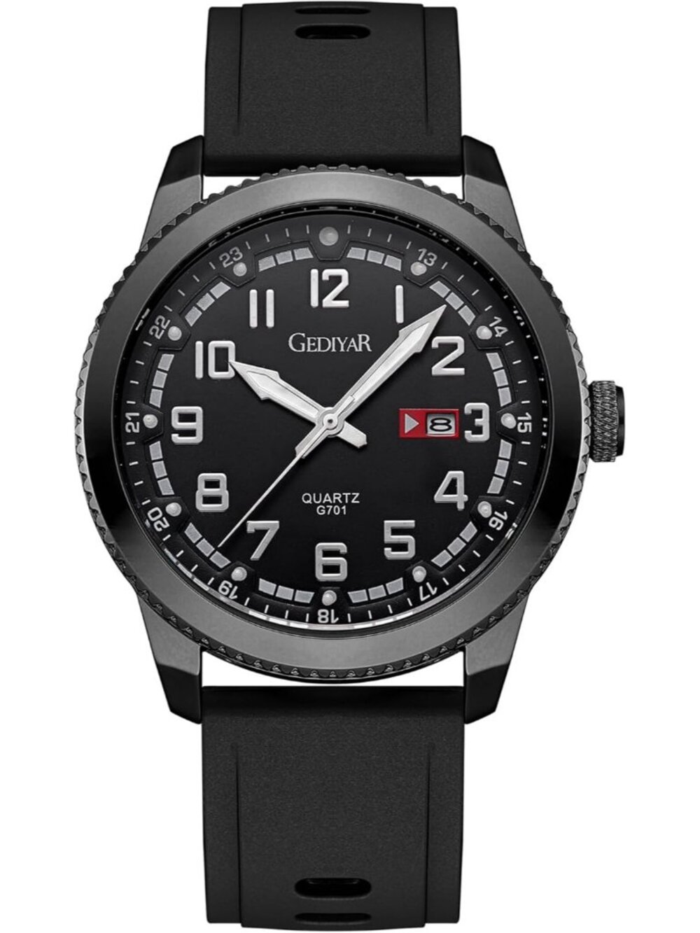 Men's Black Analog Quartz Waterproof Silicone Band Luminous Stylish Wrist Watch